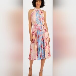Tahari Pink and Yellow Floral Dress